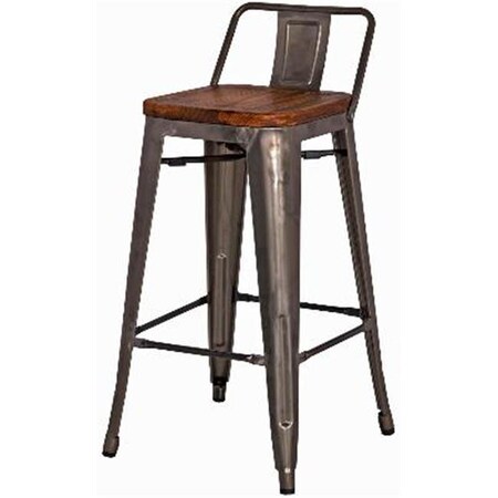 New Pacific Direct New Pacific Direct 938533-GM Metropolis Low Back Counter Stool Wood Seat; Gunmetal - Set of 4 938533-GM